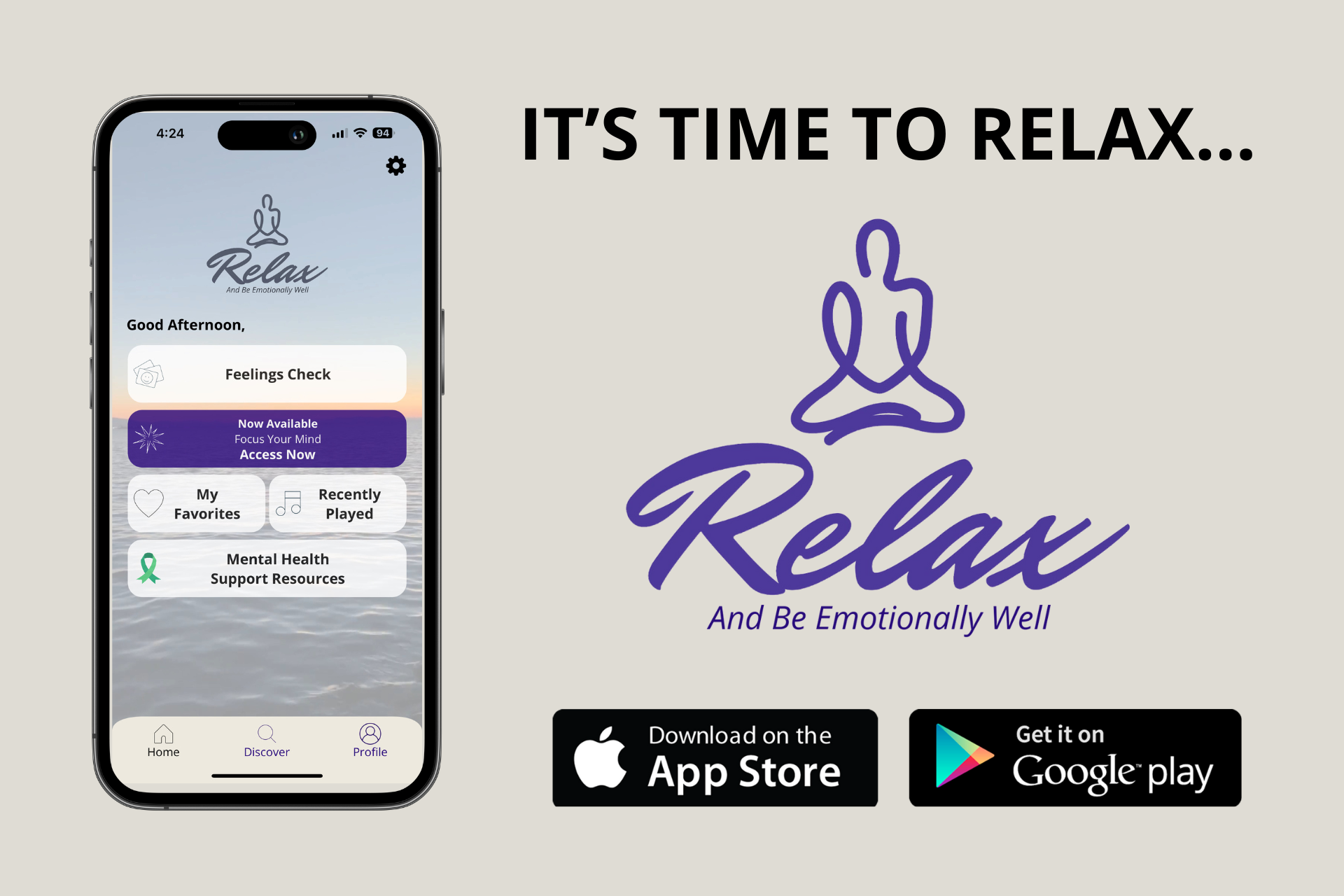 It's the Relax and Be Emotionally Well guided meditation app and the logo. It's available from the App store and the Google Play Store.